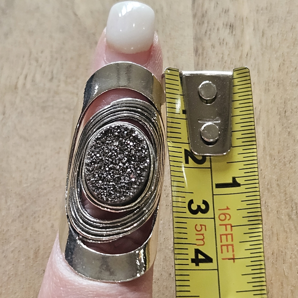 Silver 925 Statement Ring With Black Stone - image 8